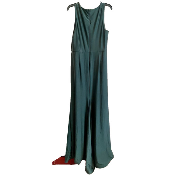 Women's Square Neck Satin Mermaid Dress Green XL Train 💚NEW💚Cynthia & Sahar - Picture 5 of 9